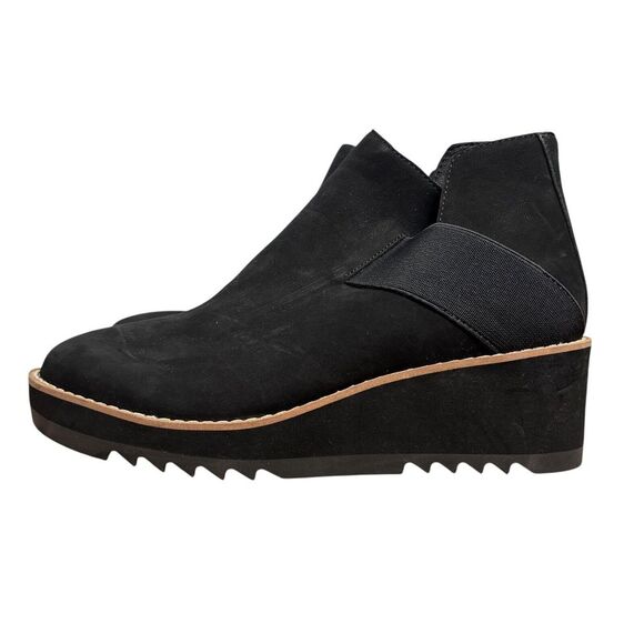 NEW Eileen Fisher Women's Lark Wedge Heel Booties Nubuck Black Leather Size 5.5 - Picture 2 of 9